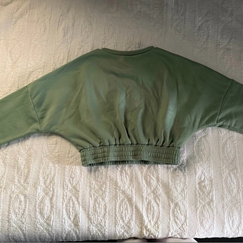 Cropped Sage Green Pullover Sweatshirt Set